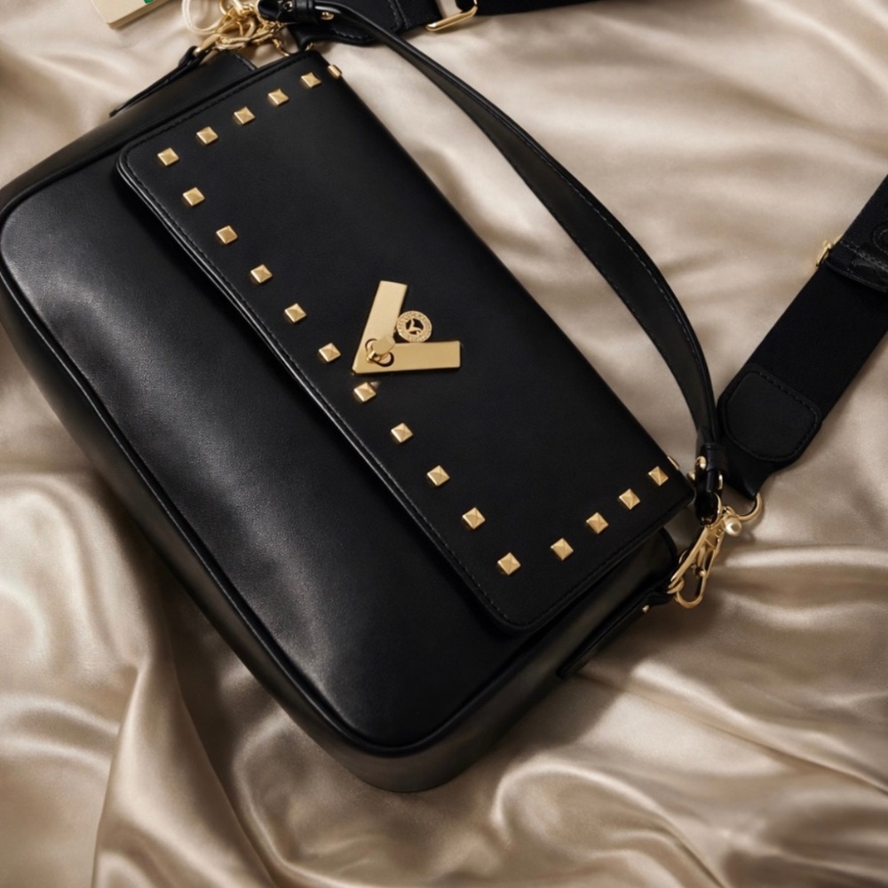 NWT Valentino Orlandi Studded Crossbody Bag With Detachable Wallet